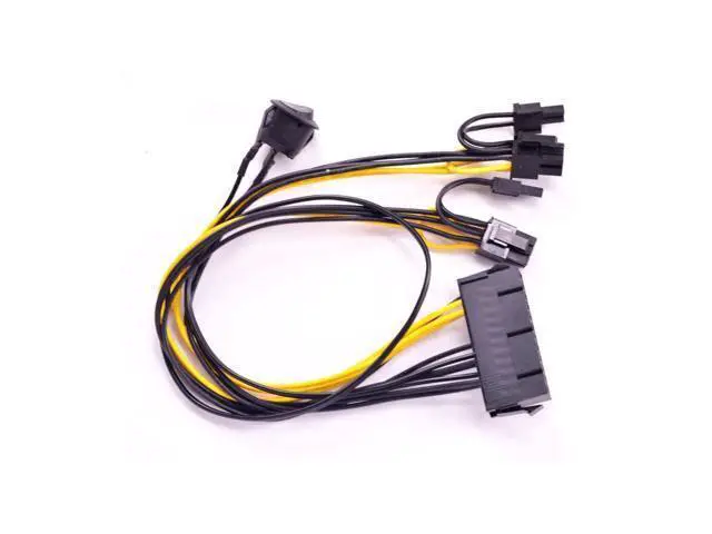 Alt view image 4 of 5 - 24 Pin to Dual 6+2 Pin 8 Pin with On Off Switch cable ATX 24Pin Female to PCIe Graphics Card 6Pin 8pin Power Supply Cable