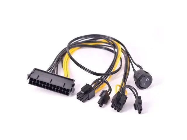 Alt view image 5 of 5 - 24 Pin to Dual 6+2 Pin 8 Pin with On Off Switch cable ATX 24Pin Female to PCIe Graphics Card 6Pin 8pin Power Supply Cable
