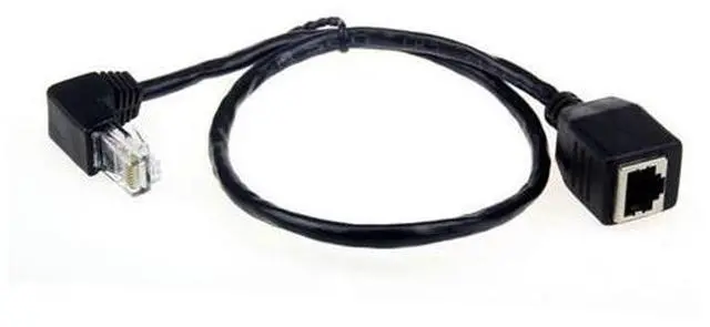 Main image of Down Angled 90 Degree 8P8C FTP STP UTP Cat 5e Male to Female Lan Ethernet Network Extension Cable 50cm