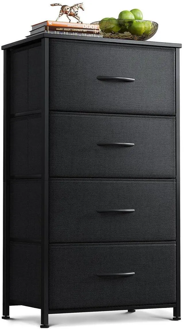 Main image of AODK Dresser for Bedroom with 4 Storage Drawers, Small Dressers Chest of Drawers Fabric Dresser with Sturdy Steel Frame, Black