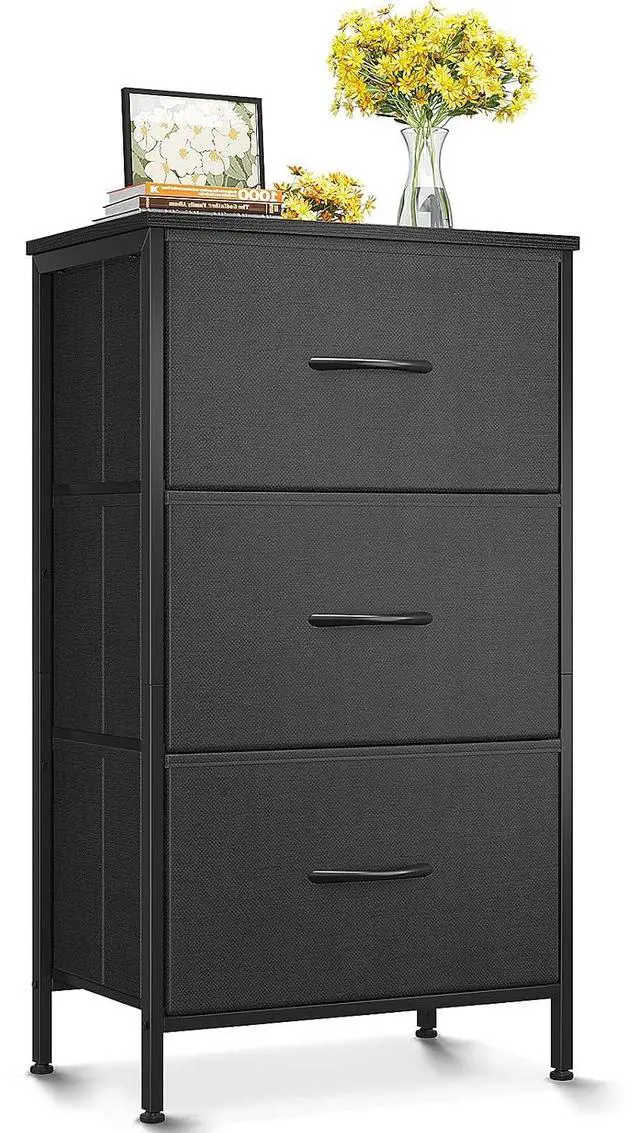 Main image of AODK Dresser for Bedroom Nightstand Small Dressers Chest of Drawers End Table for Living Room, Closet Dresser with 3 Storage Drawers Organizer Clothes, Black