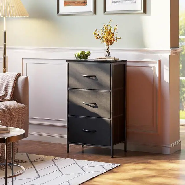 Alt view image 6 of 7 - AODK Dresser for Bedroom Nightstand Small Dressers Chest of Drawers End Table for Living Room, Closet Dresser with 3 Storage Drawers Organizer Clothes, Black