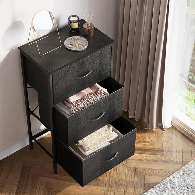 Alt view image 7 of 7 - AODK Dresser for Bedroom Nightstand Small Dressers Chest of Drawers End Table for Living Room, Closet Dresser with 3 Storage Drawers Organizer Clothes, Black
