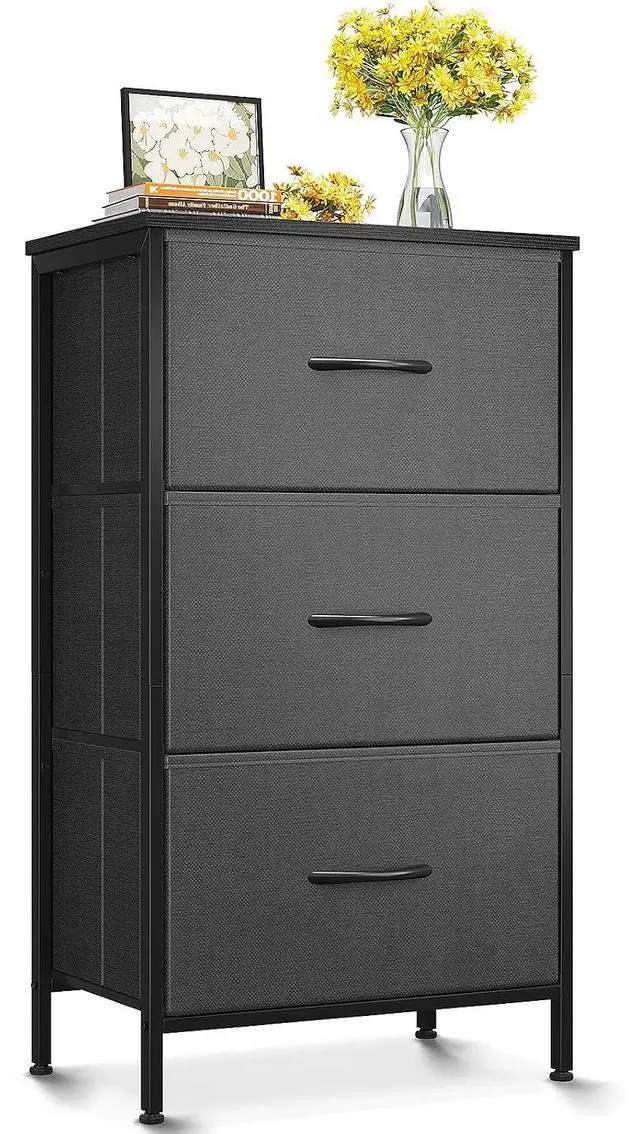 Main image of AODK Dresser for Bedroom Nightstand Small Dressers Chest of Drawers End Table for Living Room, Closet Dresser with 3 Storage Drawers Organizer Clothes, Dark Grey