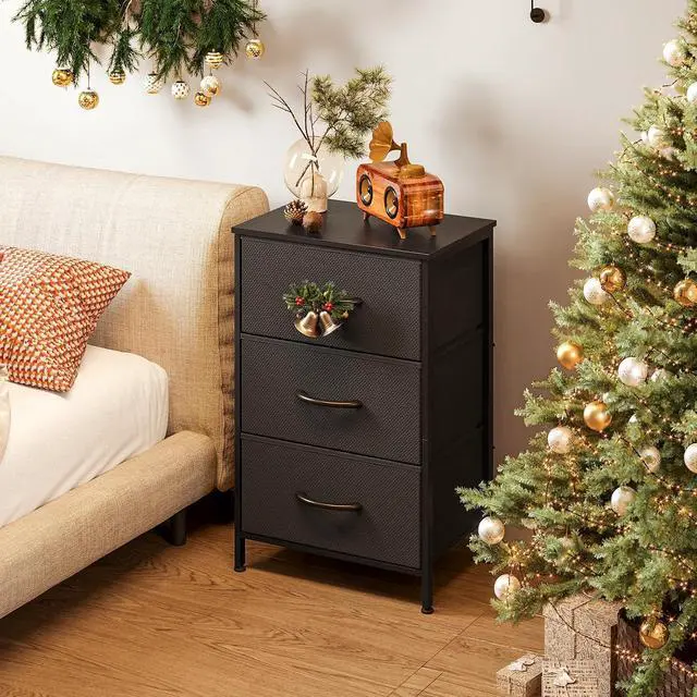Alt view image 2 of 7 - AODK Dresser for Bedroom Nightstand Small Dressers Chest of Drawers End Table for Living Room, Closet Dresser with 3 Storage Drawers Organizer Clothes, Dark Grey