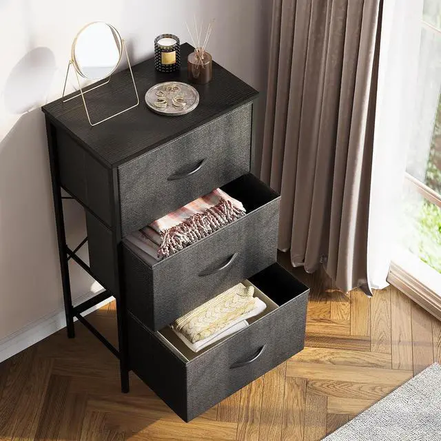 Alt view image 7 of 7 - AODK Dresser for Bedroom Nightstand Small Dressers Chest of Drawers End Table for Living Room, Closet Dresser with 3 Storage Drawers Organizer Clothes, Dark Grey