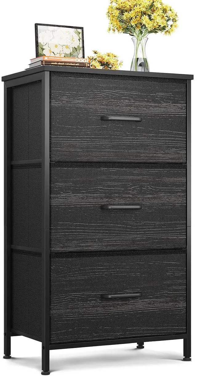 Main image of AODK Dresser for Bedroom Nightstand Small Dressers Chest of Drawers End Table for Living Room, Closet Dresser with 3 Storage Drawers Organizer Clothes, Charcoal Black
