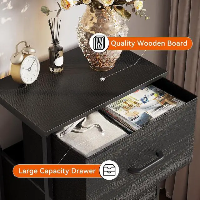 Alt view image 4 of 7 - AODK Dresser for Bedroom Nightstand Small Dressers Chest of Drawers End Table for Living Room, Closet Dresser with 3 Storage Drawers Organizer Clothes, Charcoal Black
