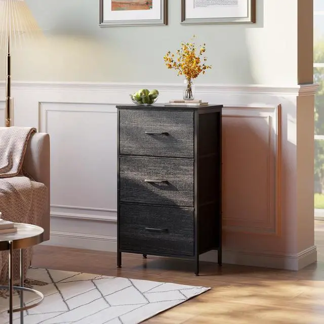 Alt view image 5 of 7 - AODK Dresser for Bedroom Nightstand Small Dressers Chest of Drawers End Table for Living Room, Closet Dresser with 3 Storage Drawers Organizer Clothes, Charcoal Black