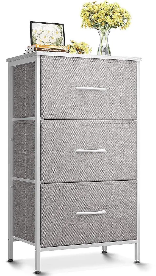 Main image of AODK Dresser for Bedroom Nightstand Small Chest of Drawers End Table for Living Room, Closet with 3 Storage Drawers Organizer Clothes, Light Grey