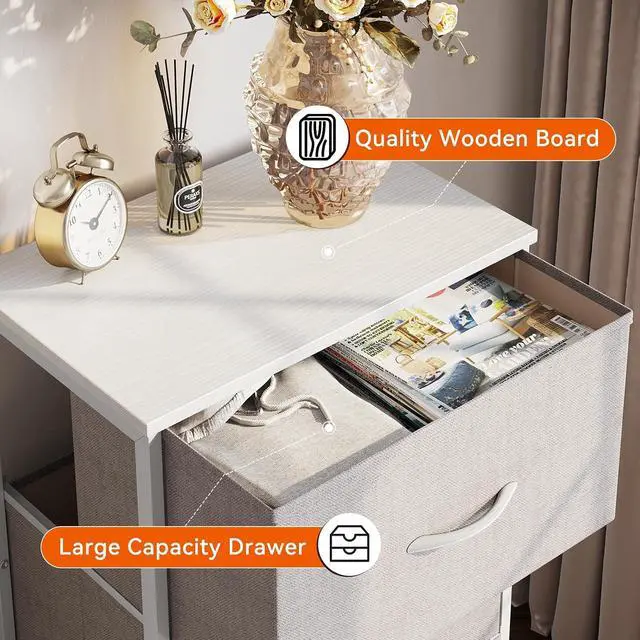 Alt view image 4 of 7 - AODK Dresser for Bedroom Nightstand Small Chest of Drawers End Table for Living Room, Closet with 3 Storage Drawers Organizer Clothes, Light Grey