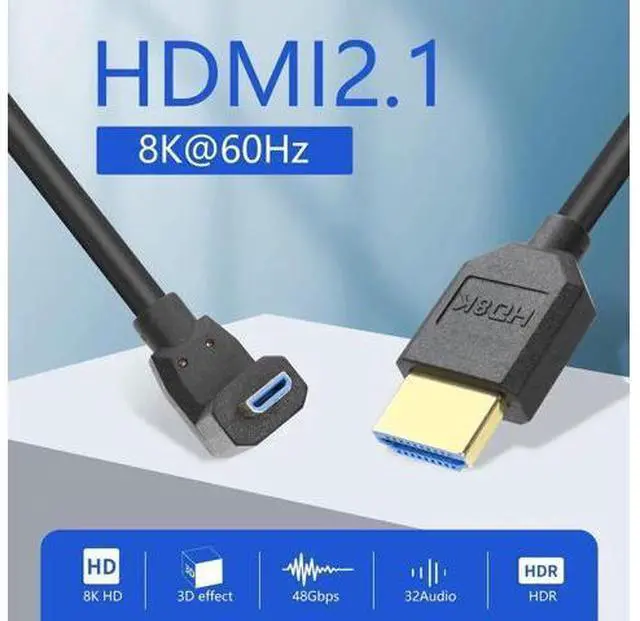 Alt view image 3 of 7 - Up-Angled Coiled Micro HDMI to HDMI 2.1 Cable, 48Gbps 8K@120Hz Dynamic HDR for Digital Cameras