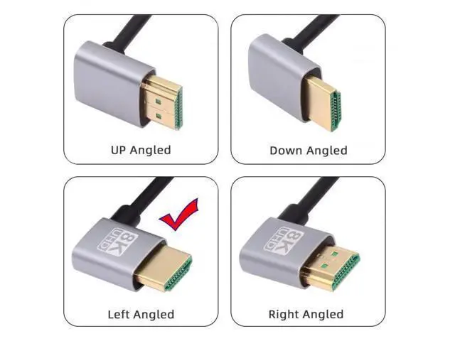 Alt view image 7 of 7 - 50cm Dual Left 90 Degree Ultra-Thin HDMI 2.1 Cable, Super Flexible Slim Type-A Cord Support 8K & 4K UHD for PC & HDTV
