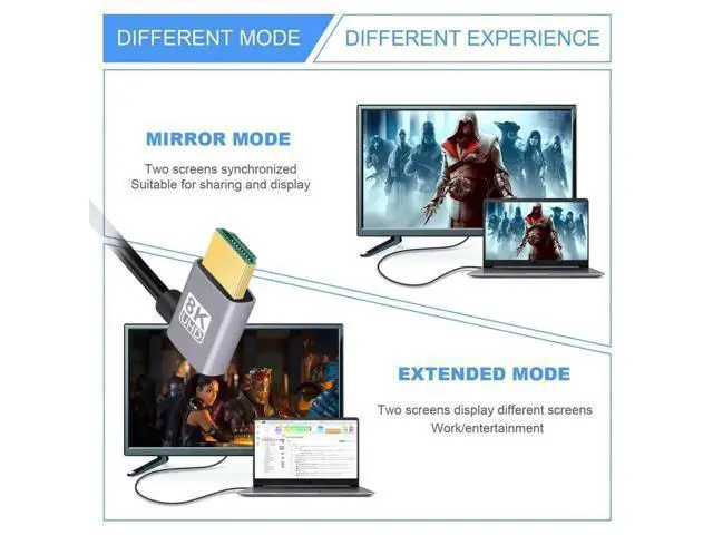 Alt view image 6 of 7 - 50cm Dual Left 90 Degree Ultra-Thin HDMI 2.1 Cable, Super Flexible Slim Type-A Cord Support 8K & 4K UHD for PC & HDTV