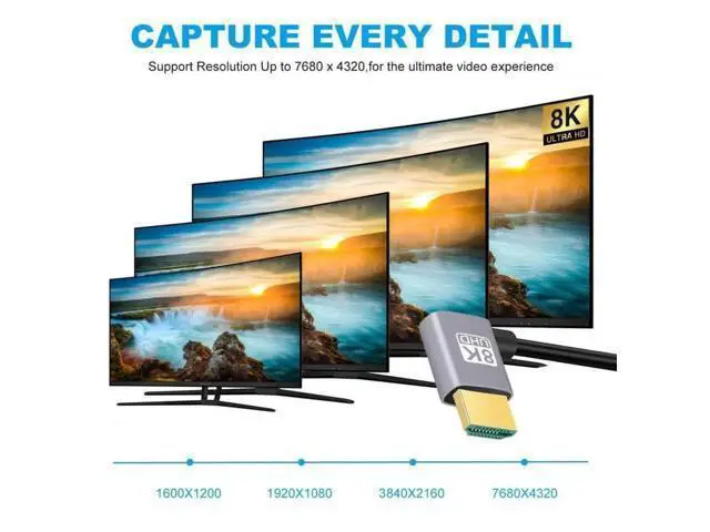 Alt view image 5 of 7 - 50cm Dual Left 90 Degree Ultra-Thin HDMI 2.1 Cable, Super Flexible Slim Type-A Cord Support 8K & 4K UHD for PC & HDTV