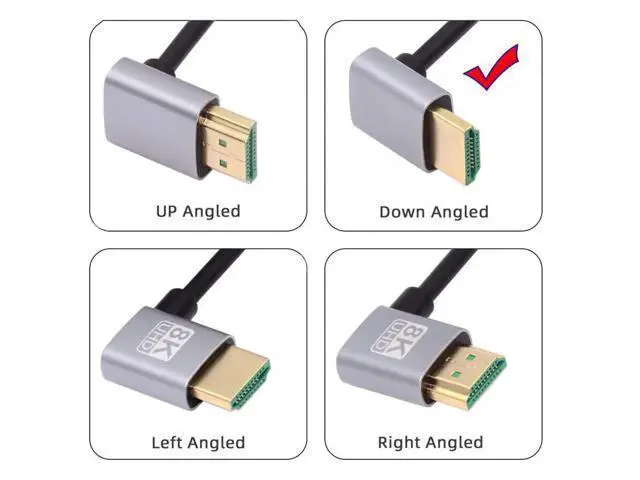 Alt view image 3 of 7 - 50cm Ultra-Thin Dual Down 90 Degree HDMI 2.1 Cable, Super Flexible Slim Type-A Cord Support 8K & 4K for PC and HDTV