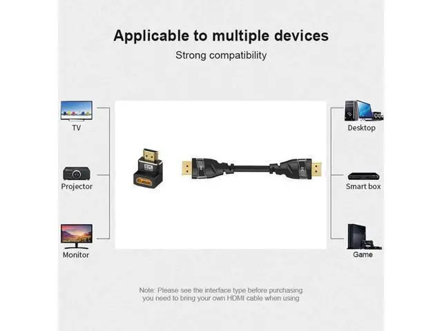 Alt view image 3 of 7 - 2-Pack 8K HDMI 2.1 Right Angle Adapters, 90° & 270° L-Shaped Male to Female Connectors, Support 8K@60Hz, 4K@120Hz HDR for HDTV, Laptop, PS4/PS5, Xbox