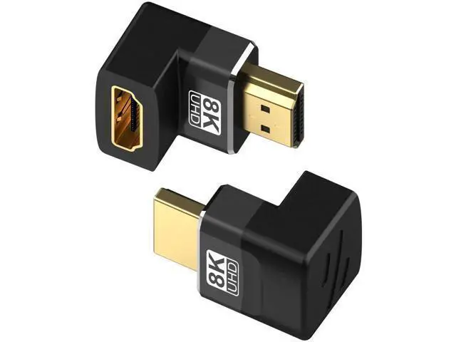 Alt view image 7 of 7 - 2-Pack 8K HDMI 2.1 Right Angle Adapters, 90° & 270° L-Shaped Male to Female Connectors, Support 8K@60Hz, 4K@120Hz HDR for HDTV, Laptop, PS4/PS5, Xbox