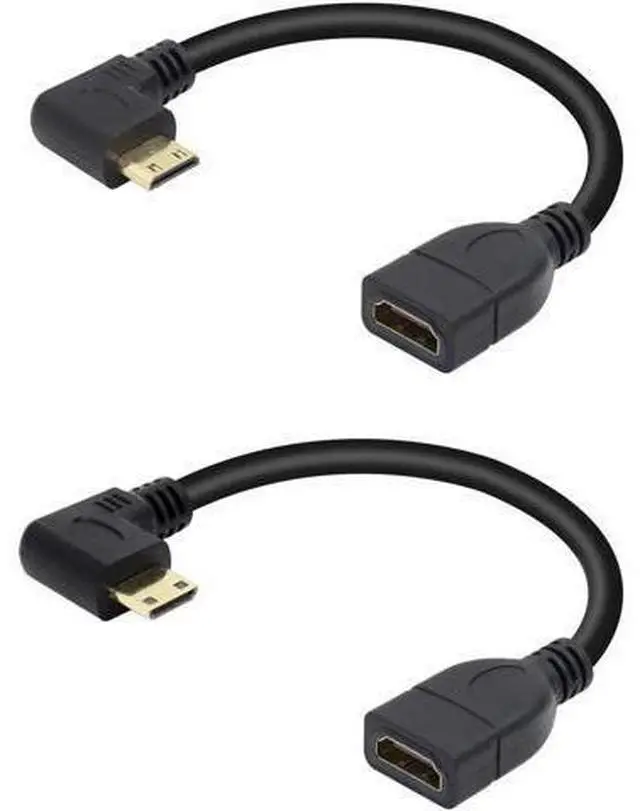 Main image of 2 Pack 15CM 90 Degree Mini HDMI to HDMI 2.1 Cable, Left & Right Angled Swivel Connectors, Gold-Plated, Supports 8K@60Hz UHD
