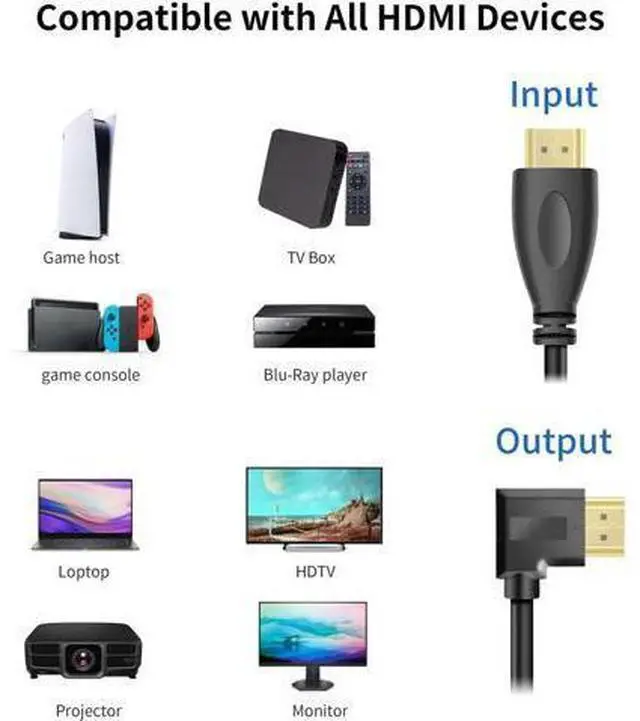 Alt view image 6 of 7 - 3Ft Right 90/270 Degree HDMI 1.4 Male to Female Extension Cable, Gold-Plated Connectors, Support 4K, 3D, Ethernet & ARC Audio Return