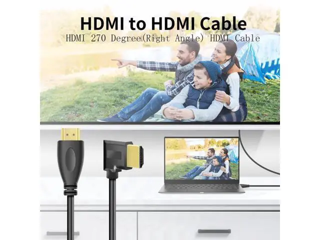 Alt view image 4 of 7 - 3Ft Right 90/270 Degree HDMI 1.4 Male to Female Extension Cable, Gold-Plated Connectors, Support 4K, 3D, Ethernet & ARC Audio Return