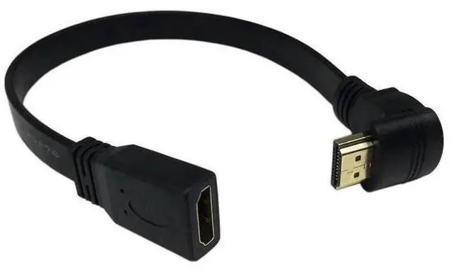 Main image of 1FT Slim Flat HDMI Extension Cable, Standard HDMI A Female to 90° Up Angled HDMI A Male Cord
