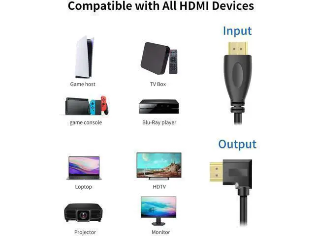 Alt view image 7 of 7 - 3FT Left 90/270 Degree HDMI 1.4 Male to Female Extension Cable, Gold-Plated, Support 4K, 3D, Ethernet & ARC Audio Return