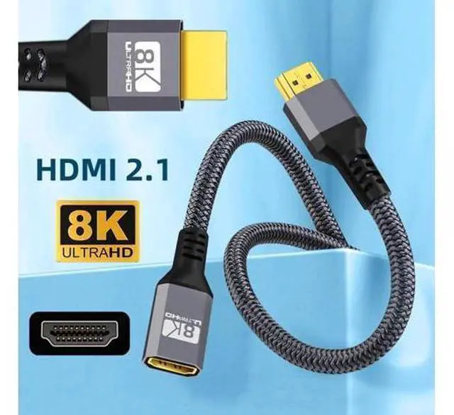 Alt view image 3 of 7 - 1.5M HDMI 2.1 Male to Female Extension Cable, 48Gbps, Supports 8K@60Hz, 4K@120Hz, 3D & Audio