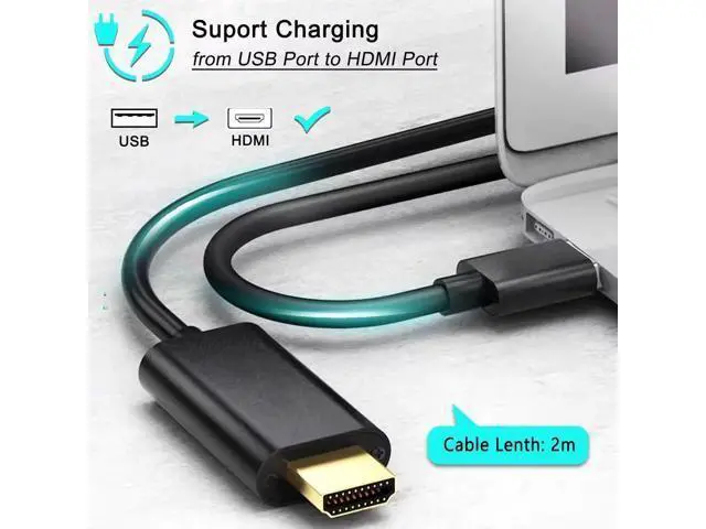 Alt view image 2 of 7 - 6.6FT USB to HDMI Male Adapter Cable, 1080P Audio Video Display Converter Cord Only Compatible with Windows XP/7/8/8.1/10