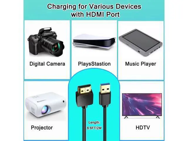 Alt view image 6 of 7 - 6.6FT USB to HDMI Male Adapter Cable, 1080P Audio Video Display Converter Cord Only Compatible with Windows XP/7/8/8.1/10