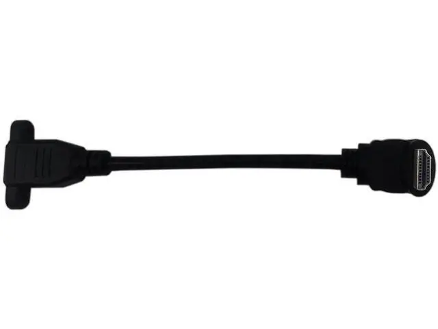 Alt view image 2 of 6 - 15cm/6 Inch Up-Angled HDMI 2.0 Male to Female Panel Mount Extension Cable with Screw Holes, Supports 4K@60Hz 3D, Black