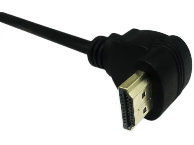 Alt view image 5 of 6 - 15cm/6 Inch Up-Angled HDMI 2.0 Male to Female Panel Mount Extension Cable with Screw Holes, Supports 4K@60Hz 3D, Black