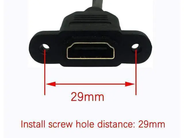 Alt view image 6 of 6 - 15cm/6 Inch Up-Angled HDMI 2.0 Male to Female Panel Mount Extension Cable with Screw Holes, Supports 4K@60Hz 3D, Black
