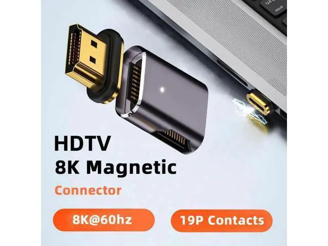 Alt view image 6 of 7 - Magnetic HDMI 2.1 Adapter, 90° Right Side Angled HDMI Male to Female Gender Changer, Gold-Plated Supports 8K@60Hz, 4K@120Hz, 48Gbps High Speed