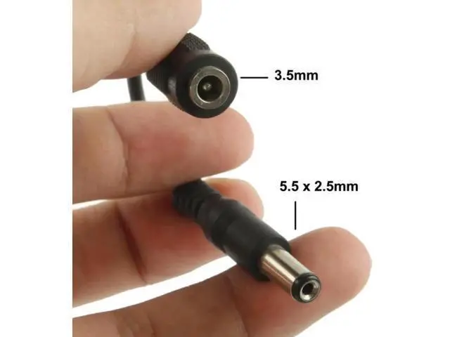 Alt view image 3 of 4 - 5.5×2.5mm Male to 3.5mm Female DC Power Plug Adapter Cable, 12cm Length