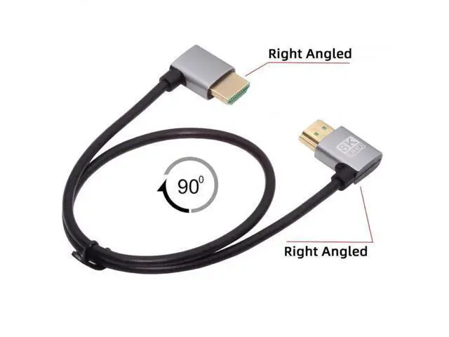 Alt view image 2 of 7 - 50cm Ultra-Thin HDMI 2.1 Cable, Dual 90 Degree Right Angle Type-A Male to Male Cord, Super Flexible Slim Wire Supports 8K & 4K for Computer, HDTV