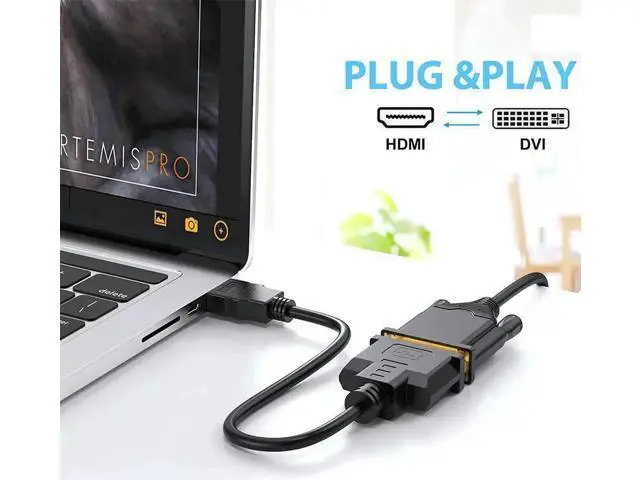 Alt view image 7 of 7 - 1FT Bi-Directional HDMI Male to DVI-I 24+5 Female Short Cable, 1080P Supported