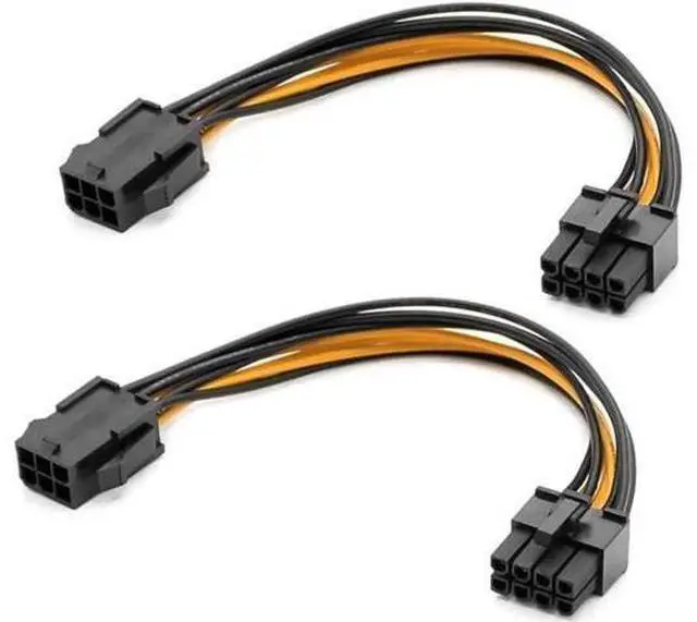 Main image of 2 Pack 7.8 Inch 6 Pin to 8 Pin PCIe Power Adapter Cable for Graphics Card