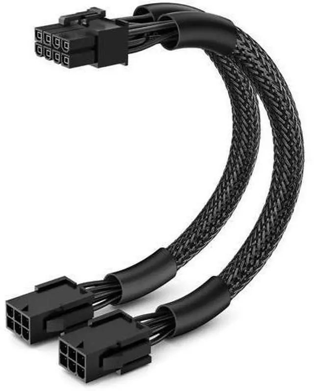 Main image of 1 Pack 9 Inch Braided Dual 6 Pin Female to 8 Pin Male PCIe GPU Power Adapter Cable
