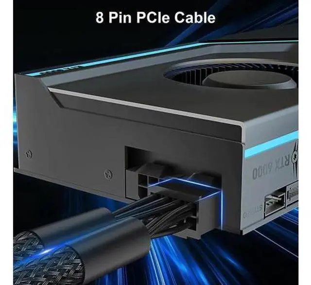 Alt view image 4 of 7 - 1 Pack 9 Inch Braided Dual 6 Pin Female to 8 Pin Male PCIe GPU Power Adapter Cable
