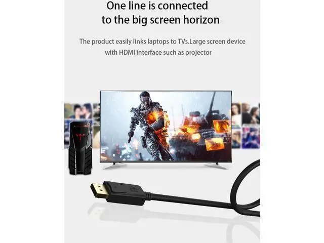 Alt view image 2 of 7 - 6FT DisplayPort to HDMI Cable, 1080P DP to HDMI Converter Cord, Black for Monitors & HDTVs