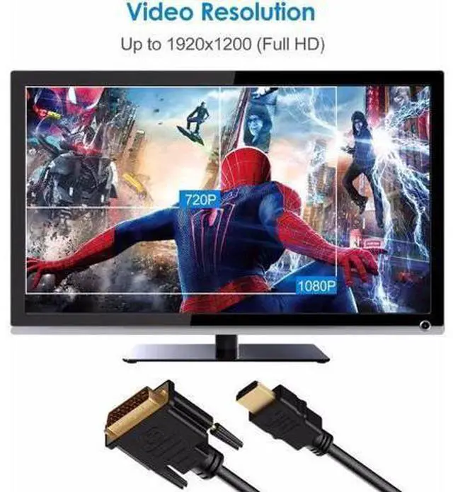 Alt view image 6 of 7 - HDMI to DVI Adapter, DVI to HDMI High Speed Bi Directional Cable, HDMI Male to DVI-D 24+1 Male, 1080P HD for Raspberry Pi, Roku, Xbox One, PS5, Graphics Card, Blue-ray, Nintendo Switch, 6 ft.