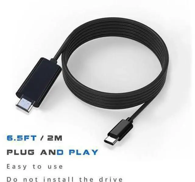 Alt view image 6 of 6 - 6ft USB-C to HDMI 4K Cable, USB Type-C Video Cord Compatible with MacBook, iPad Pro, Chromebook, Monitors & TVs