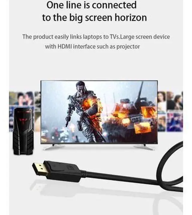 Alt view image 2 of 7 - 6FT DP to HDMI Male to Male Cable, Gold-Plated, Supports 1080P Video & Audio