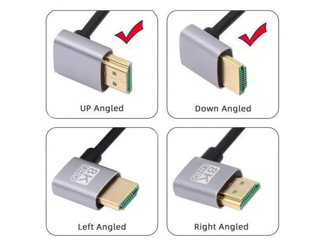 Alt view image 4 of 7 - 50cm Ultra-Thin HDMI 2.1 Cable, Super Flexible Slim Type-A Cord with Down 90° to Up 90° Angled Plugs, Support 8K & 4K UHD for Computers and HDTVs