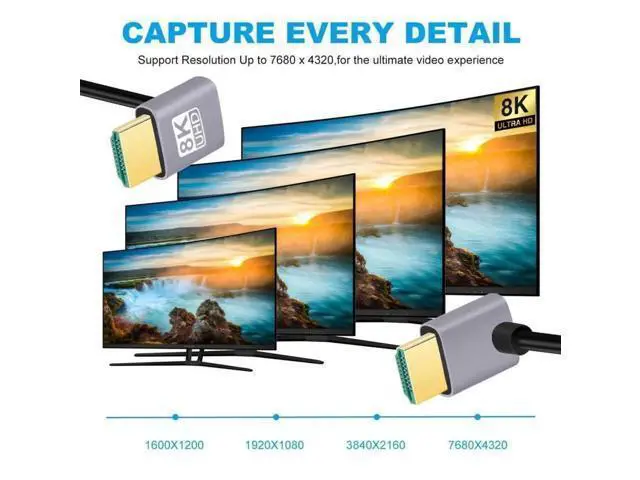 Alt view image 6 of 7 - 50cm Ultra-Thin HDMI 2.1 Cable, Super Flexible Slim Type-A Cord with Down 90° to Up 90° Angled Plugs, Support 8K & 4K UHD for Computers and HDTVs