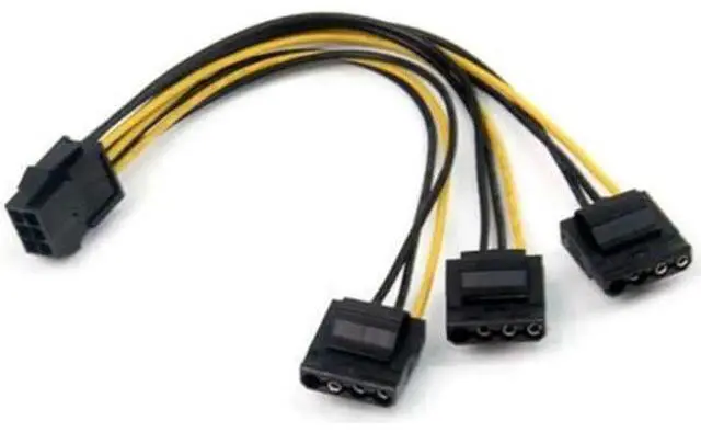 Main image of 2PCS PCIe 6Pin Female to 3 Molex IDE 4Pin Female Power Cable for Graphics Card