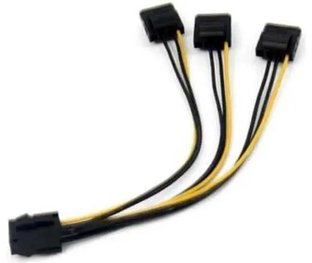 Alt view image 3 of 4 - 2PCS PCIe 6Pin Female to 3 Molex IDE 4Pin Female Power Cable for Graphics Card