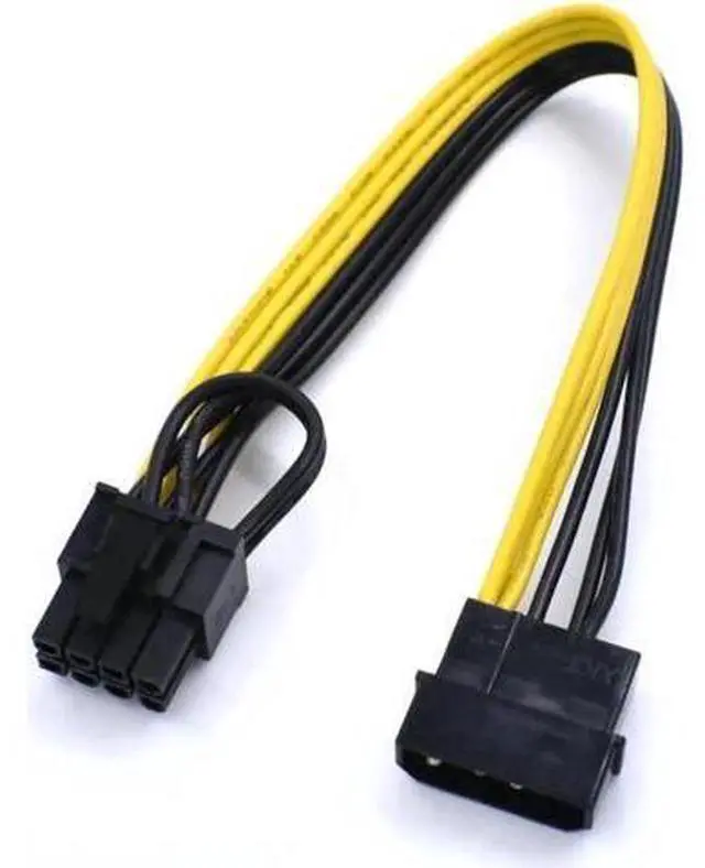 Main image of 20cm 18AWG 4-Pin Molex to PCIe 8-Pin (6+2 Detachable) GPU Power Adapter Cable