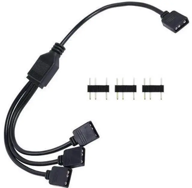 Main image of 5V 3Pin ARGB 1 to 3 Splitter Cable, Addressable RGB Extension Cord for PC Chassis CPU Cooler ARGB Fans
